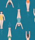 Floating women in calm waters Deep Aqua