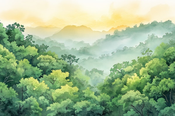 Misty Jungle Sunrise