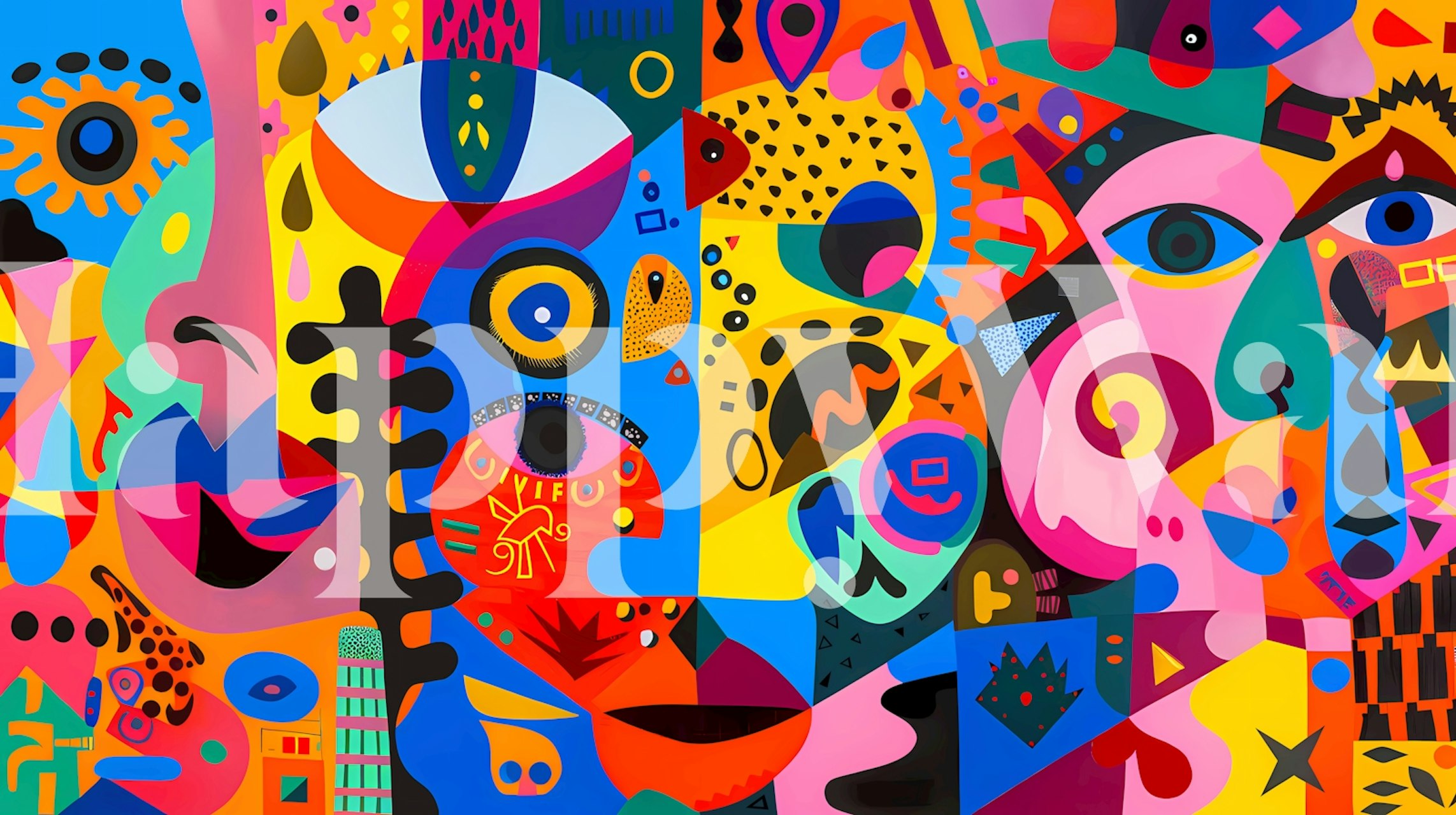 Dynamic Modern Art tapet i et rum