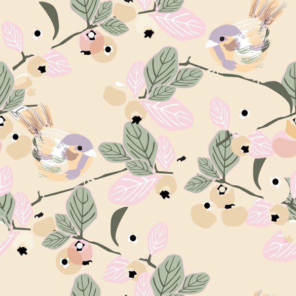 Whimsical Bird and Berry Garden