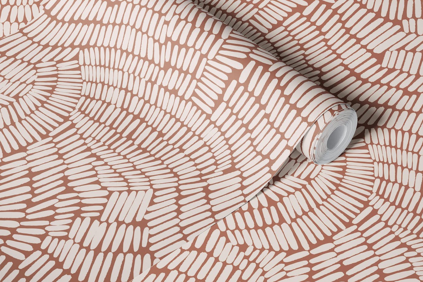 Lines Work Clay Burnt wallpaper roll