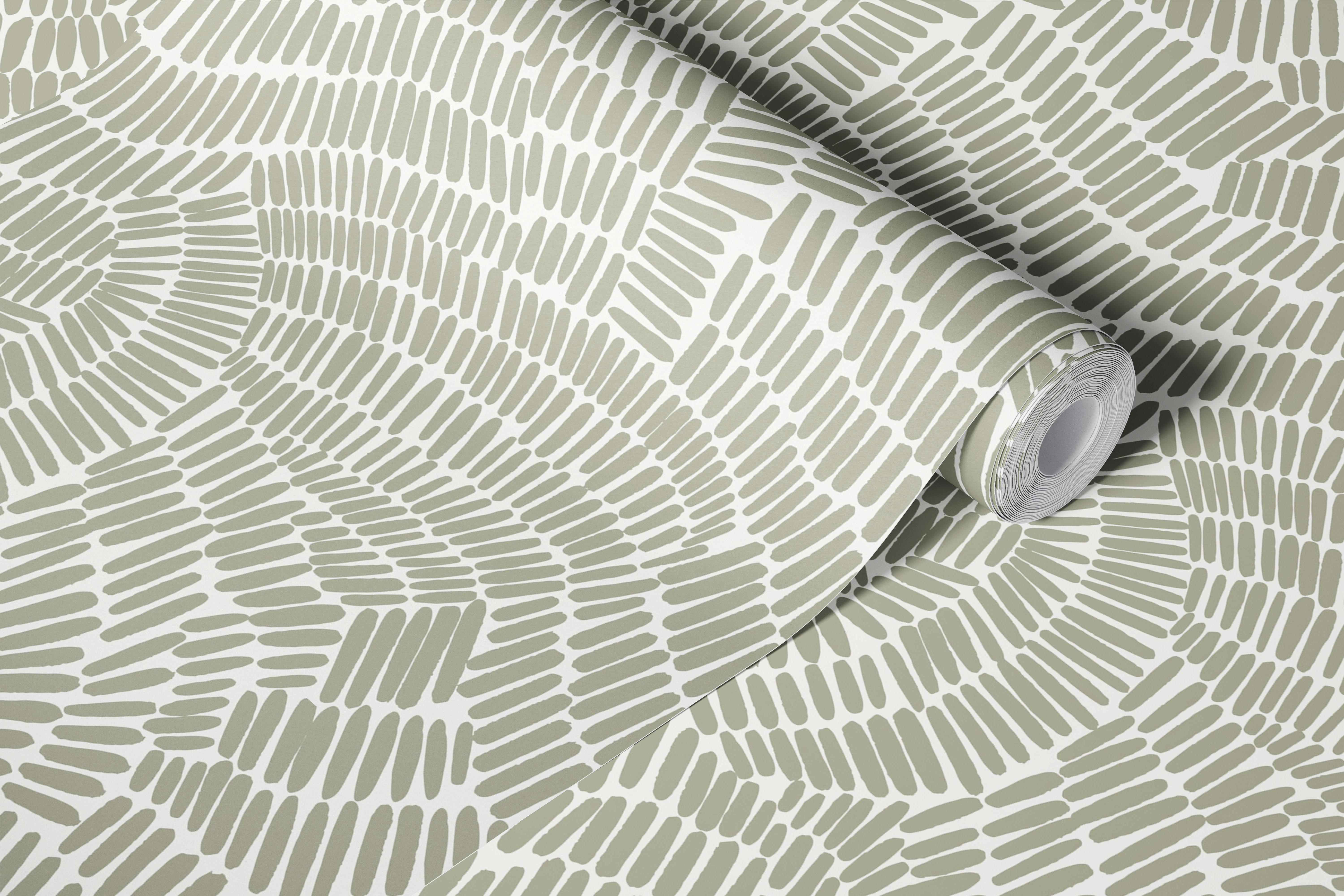 Abstract olive green and cream pattern wallpaper