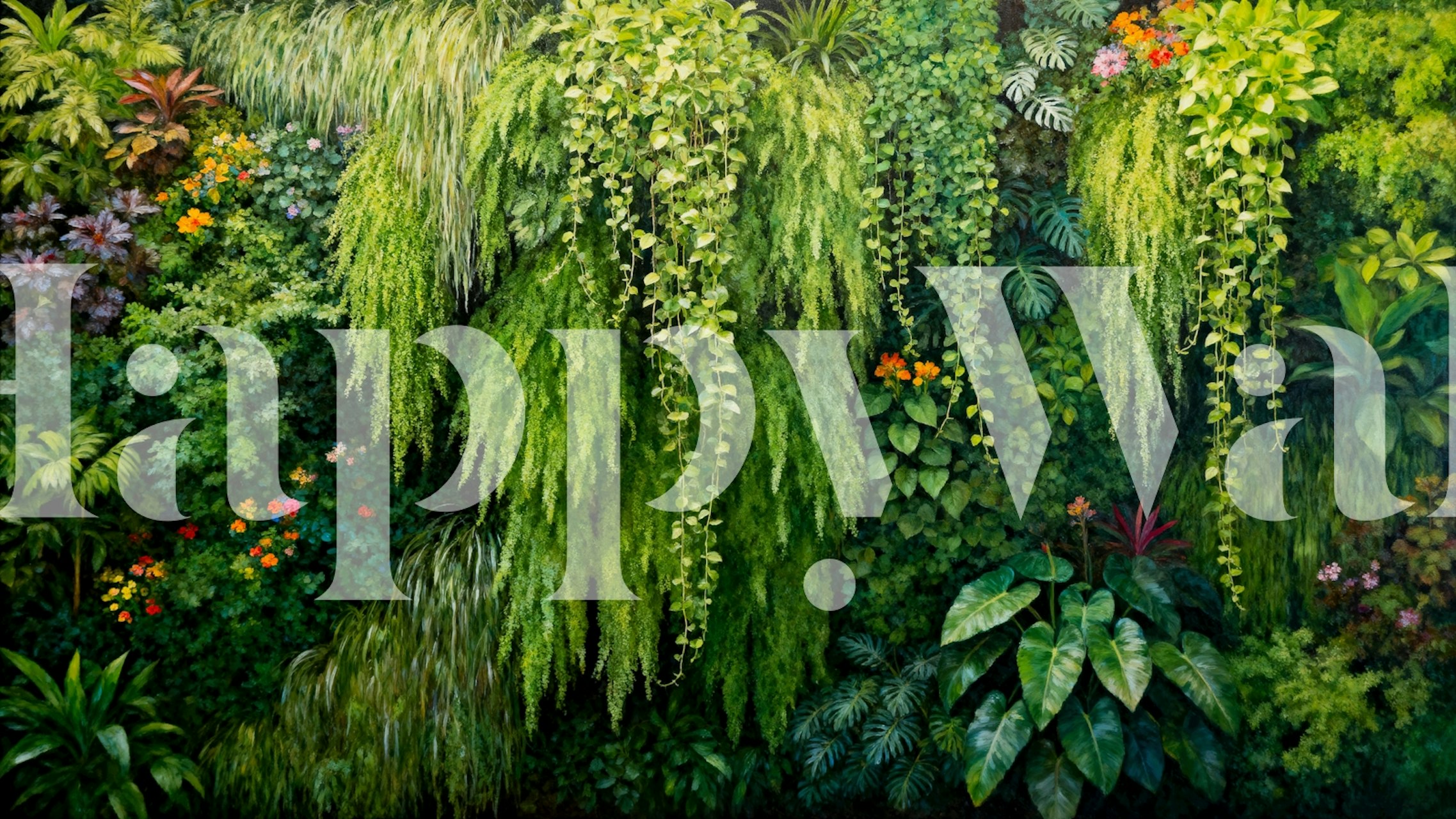 Vertical Garden Oasis wallpaper in a room