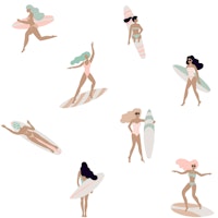Minimalist Boho Surfer Girls tapet