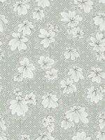 Patterned Japandi Flowers sage green wallpaper