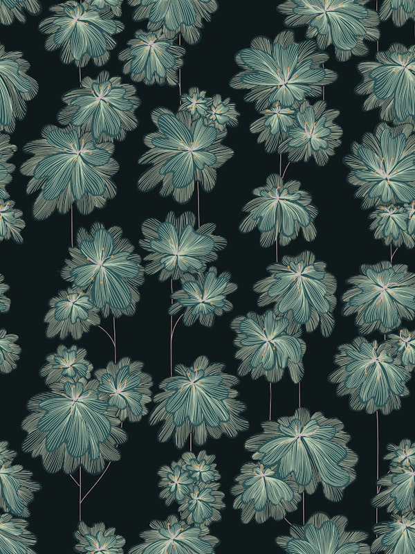 Japandi Flowers dark teal