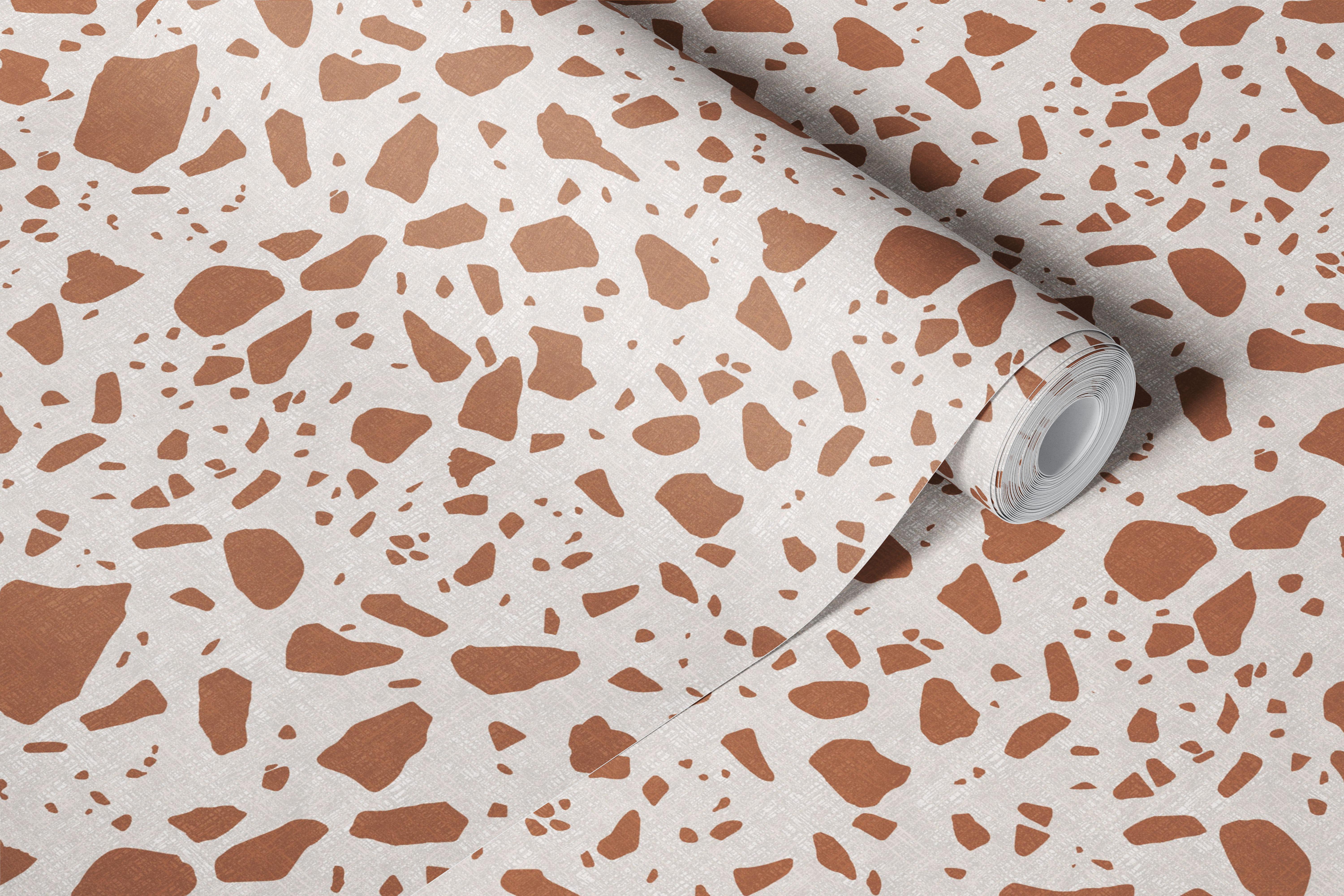 Abstract brown and beige terrazzo wallpaper design