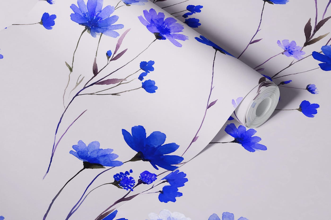 Wildflower Whimsy Blue wallpaper roll