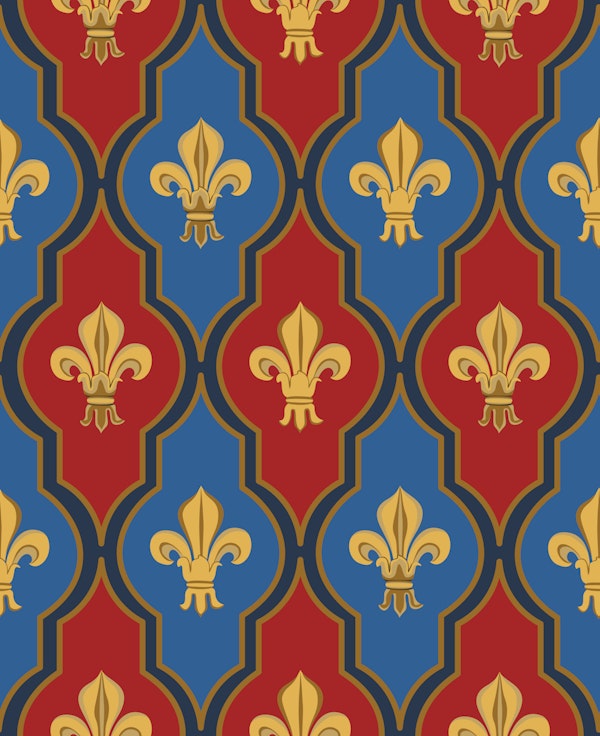 Heraldic Fleur-De-Lis - gold blue red medium