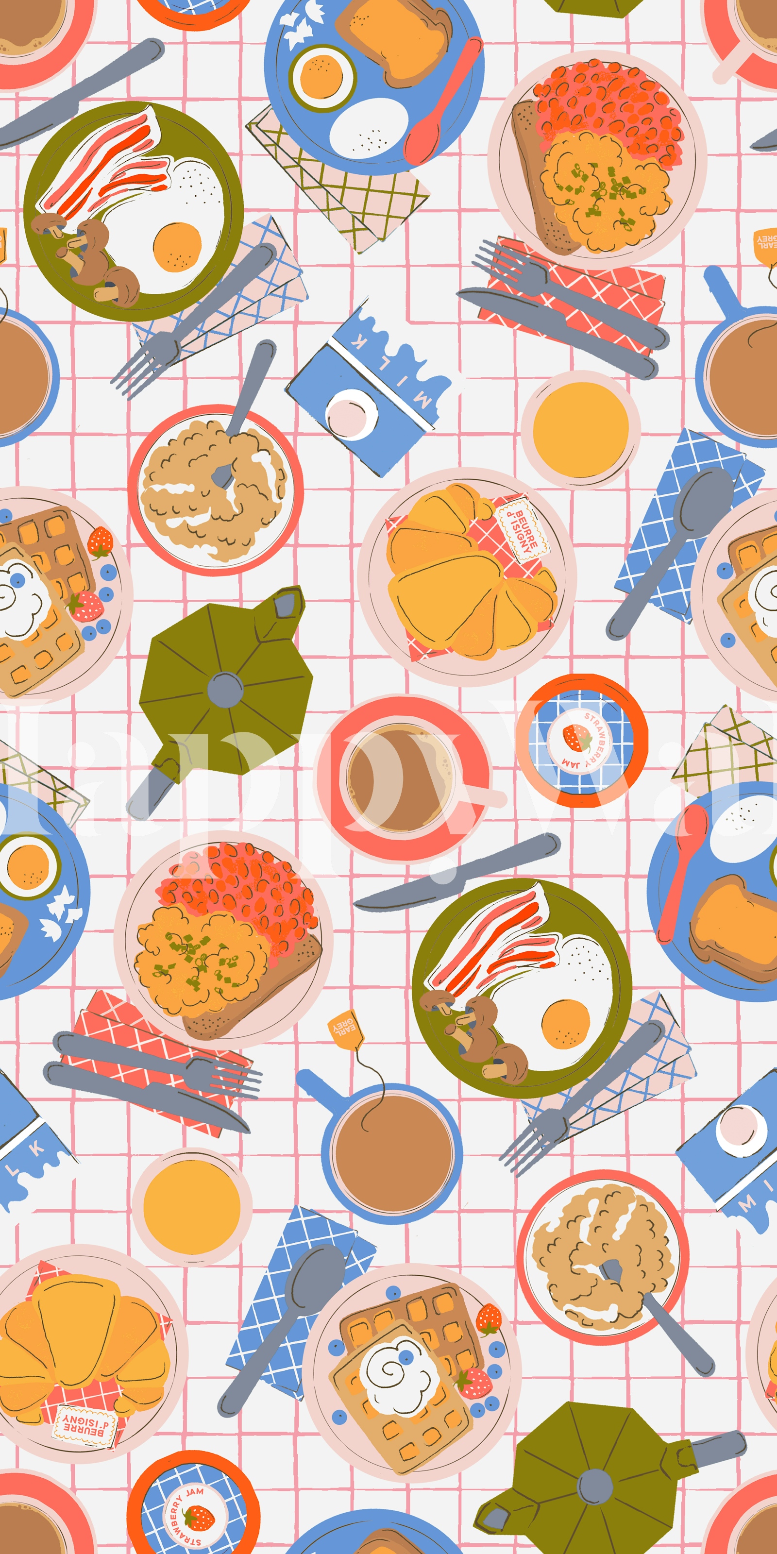 Colorful Breakfast Scene Wallpaper