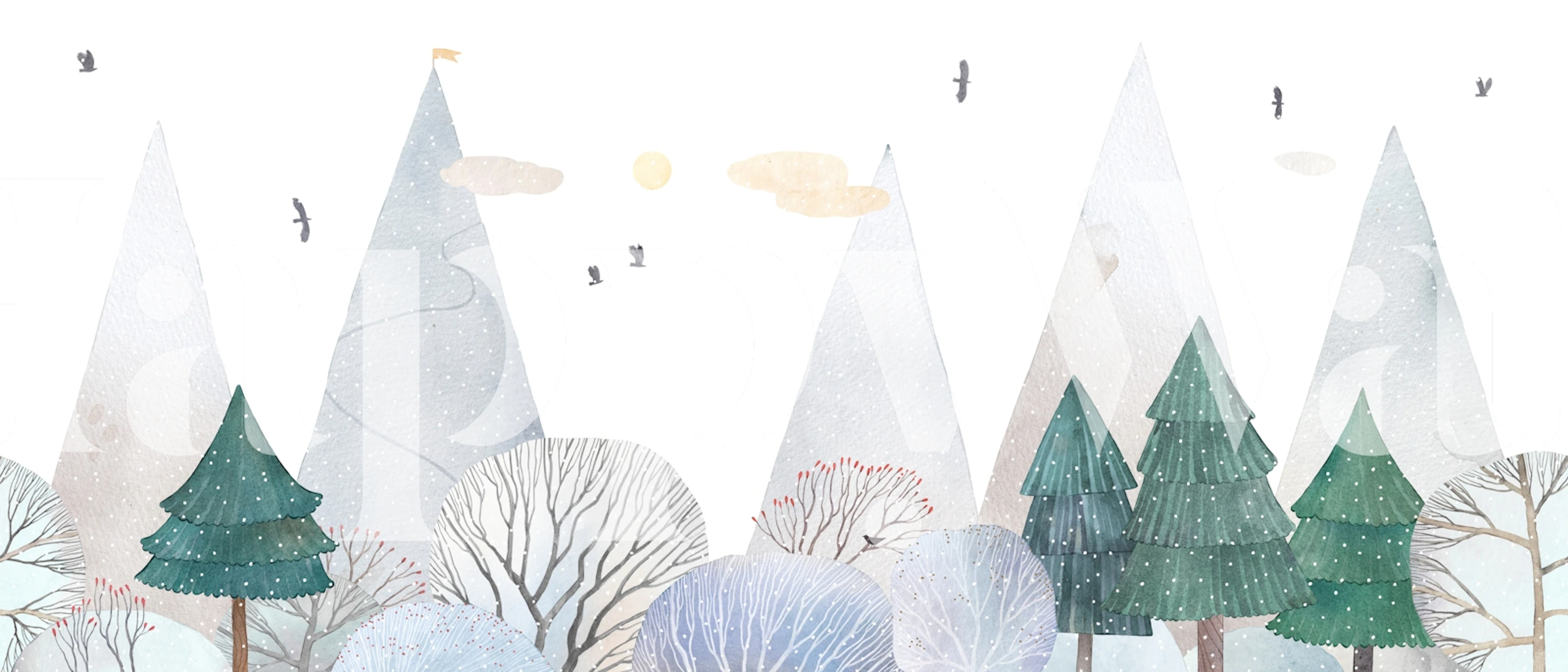 Carta da parati Winter Forest Escape in una stanza