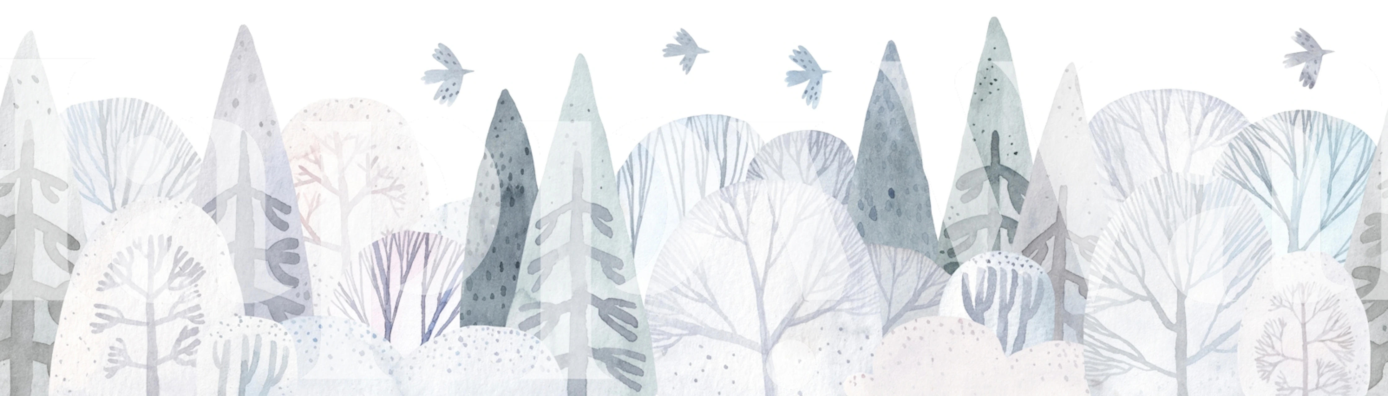 Gray woodland trees with soft watercolor texture wallpaper