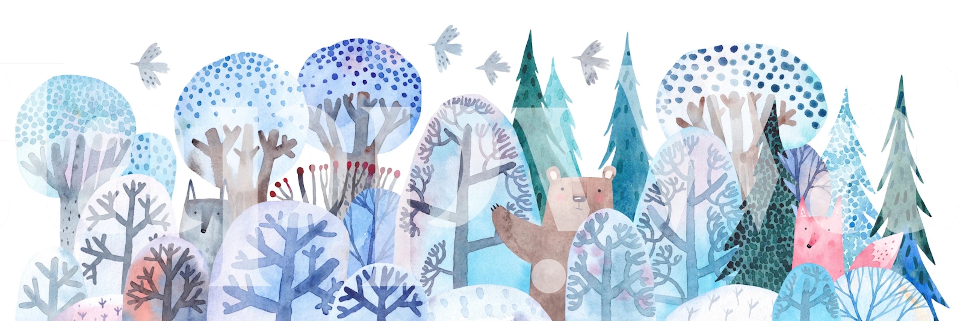 Forest Friends in Snow wallpaper look