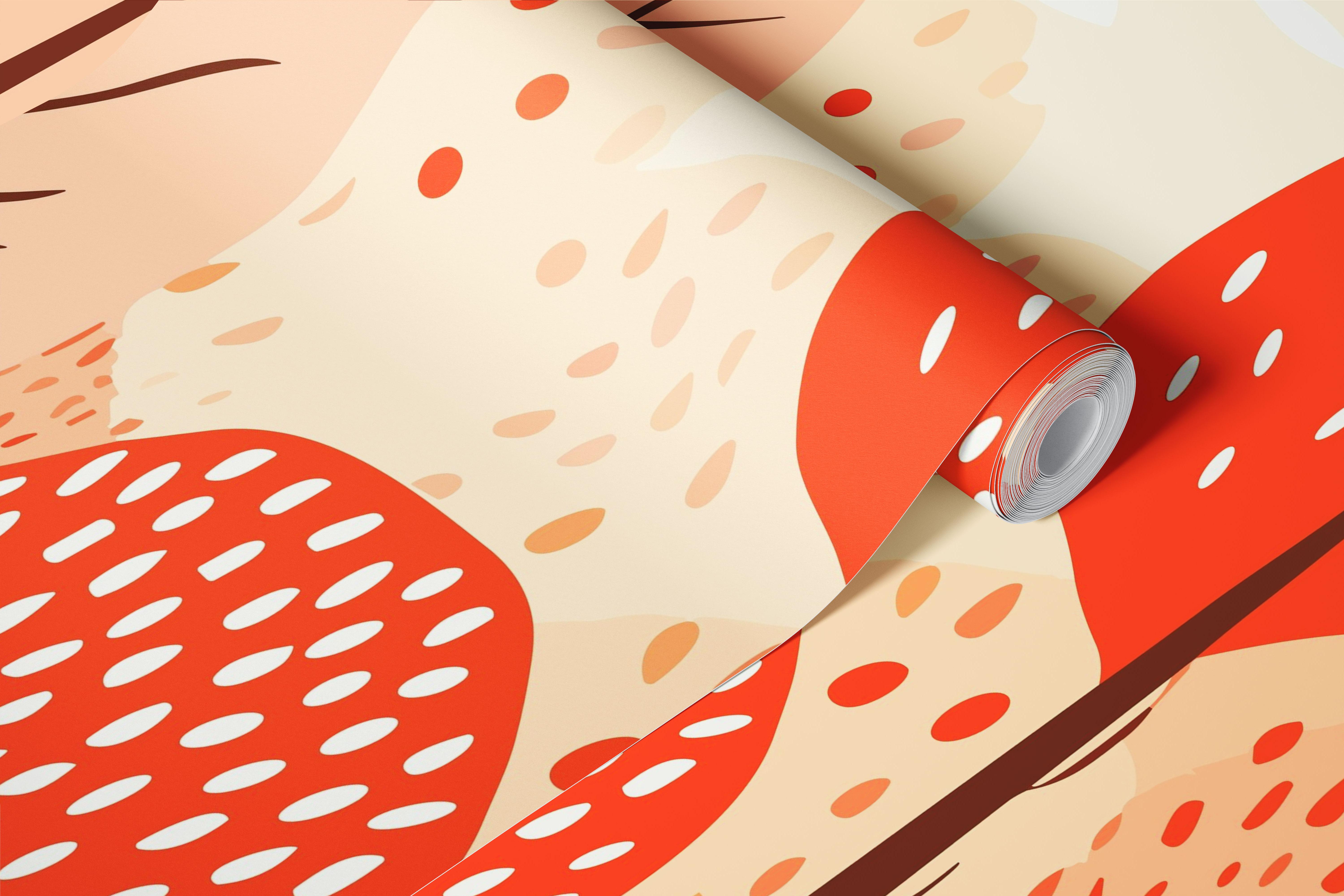 Colorful autumn forest with orange and beige trees wallpaper