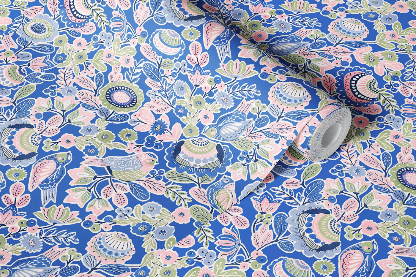 Charming Vintage Garden Birds wallpaper roll