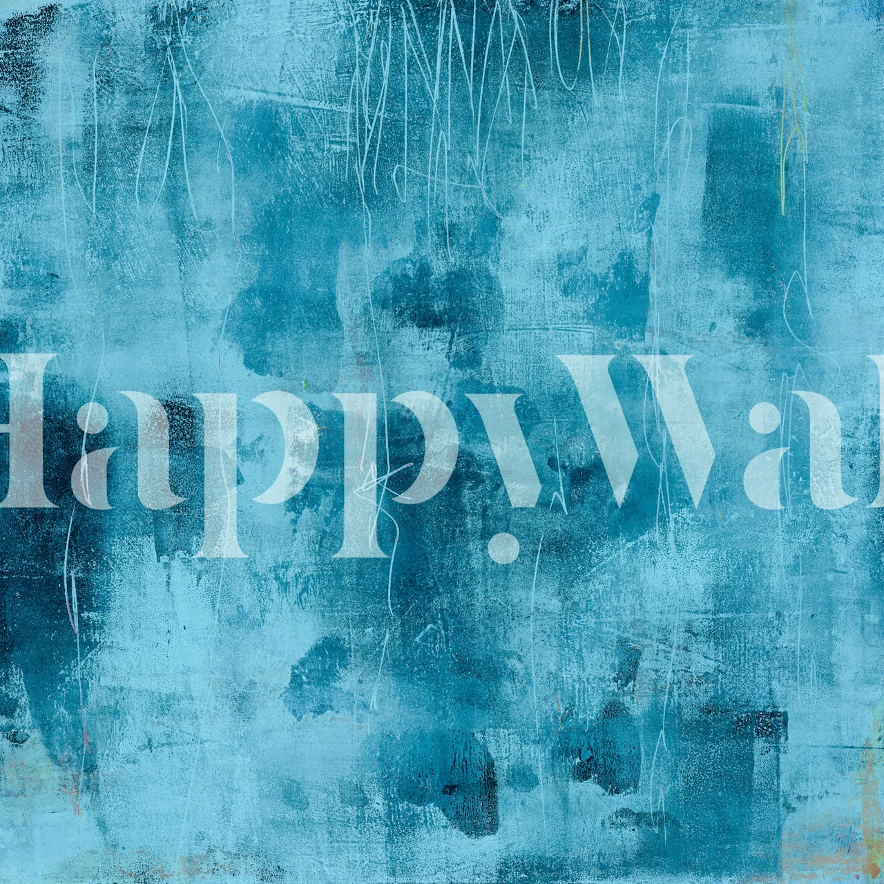 Blue textured wallpaper in a room