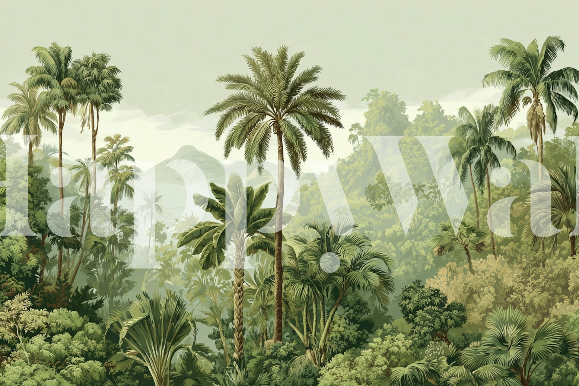 Tropical palm trees against a green backdrop wallpaper