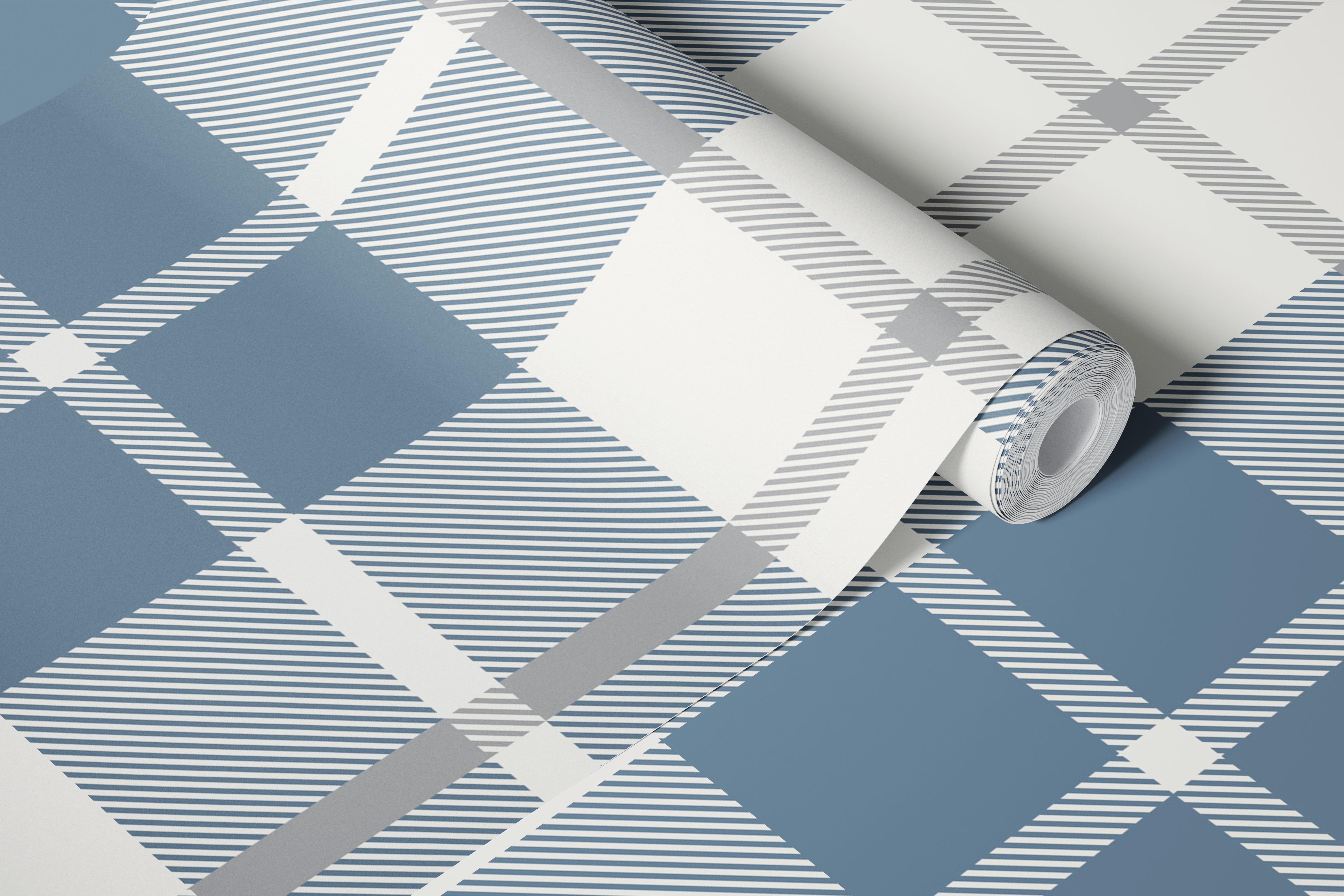 Nordic Calm Plaid wallpaper in a modern room