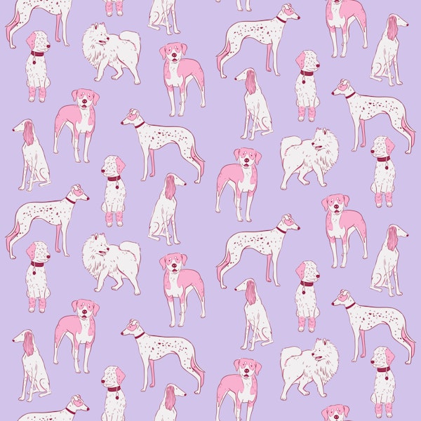 Playful Pups on Lilac