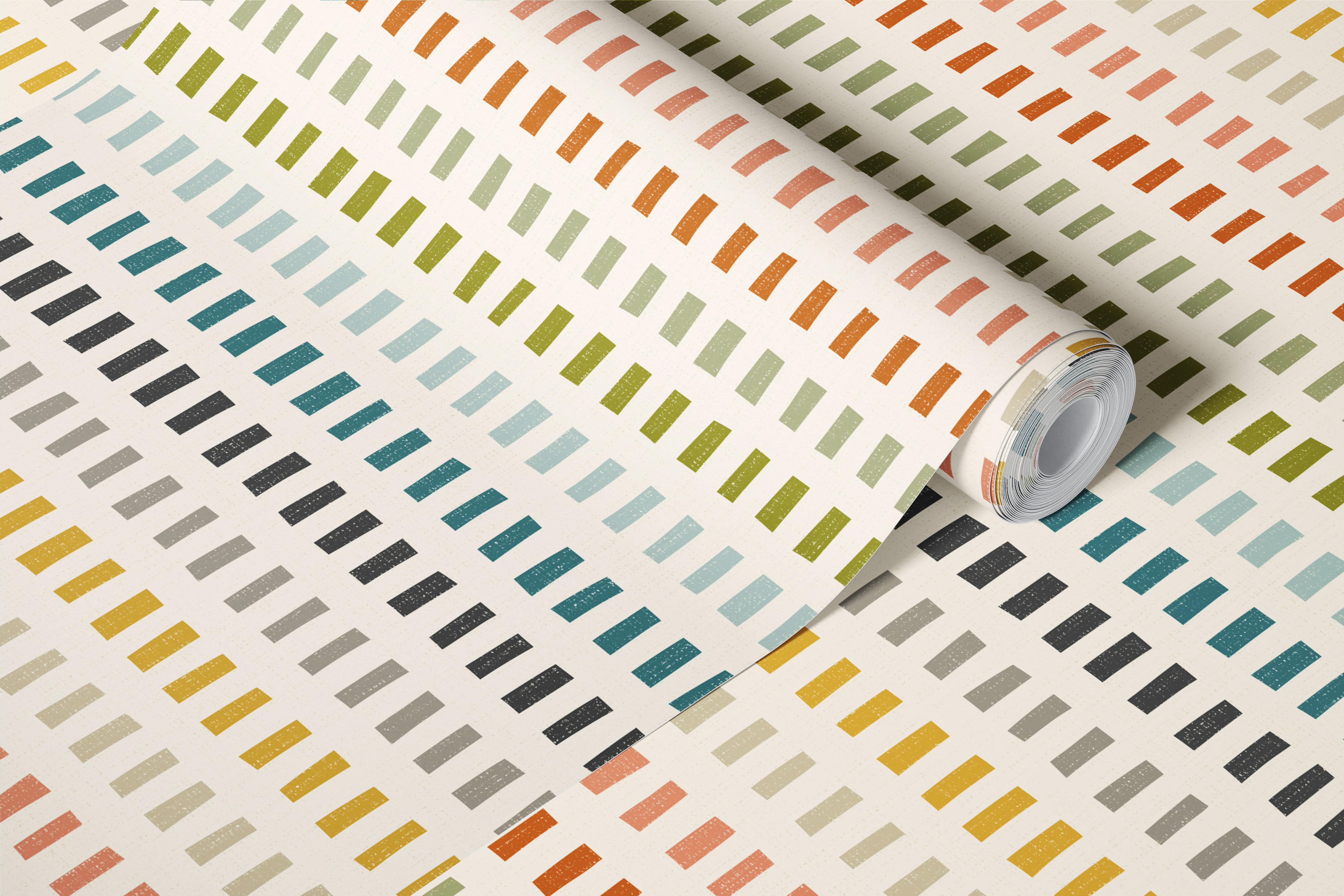 Bauhaus little stripes multicolor wallpaper in room