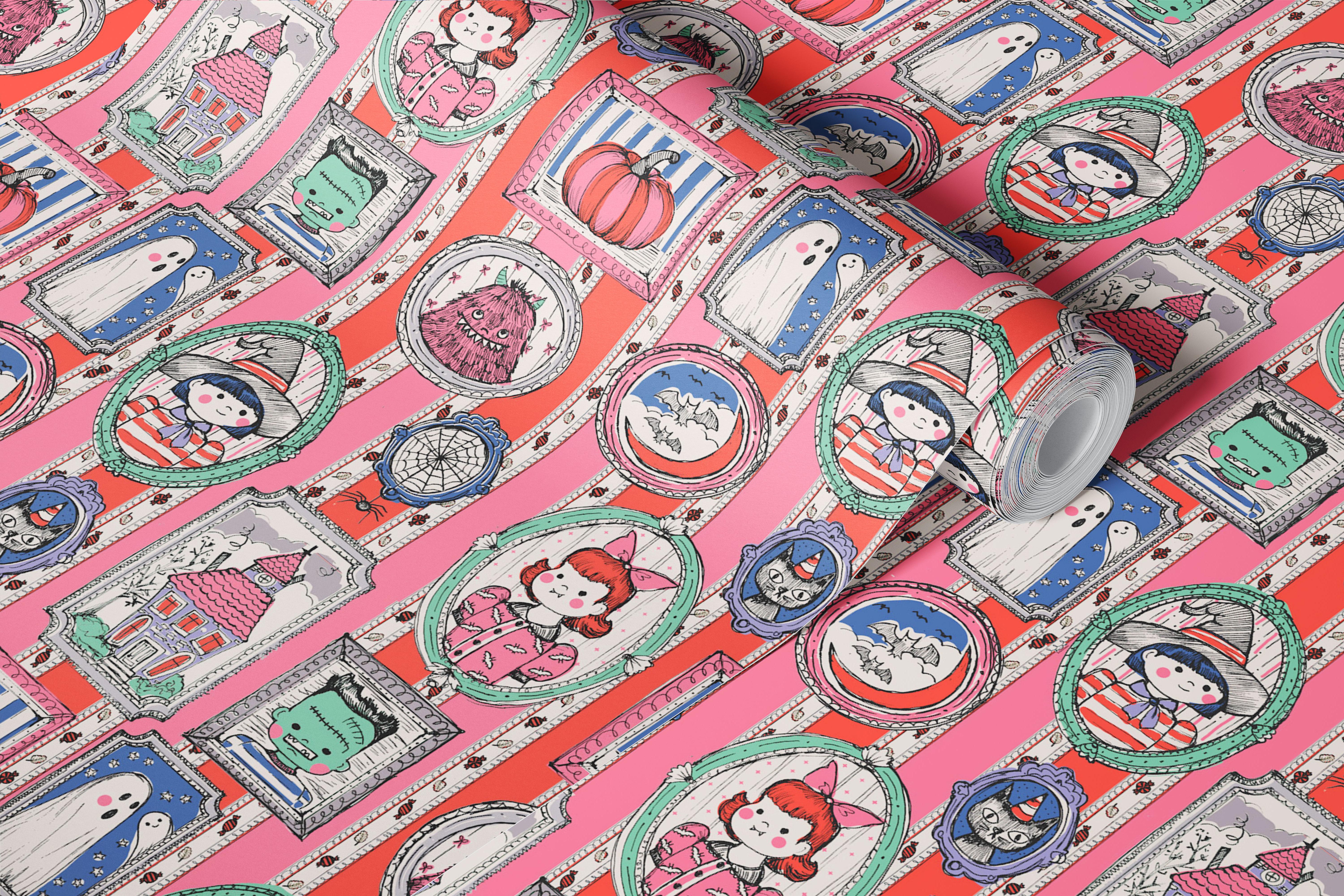 Vintage Spooky and Cute wallpaper design