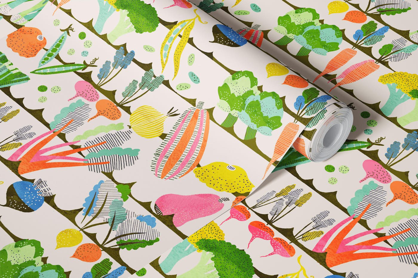 Vintage Veggie Garden wallpaper roll
