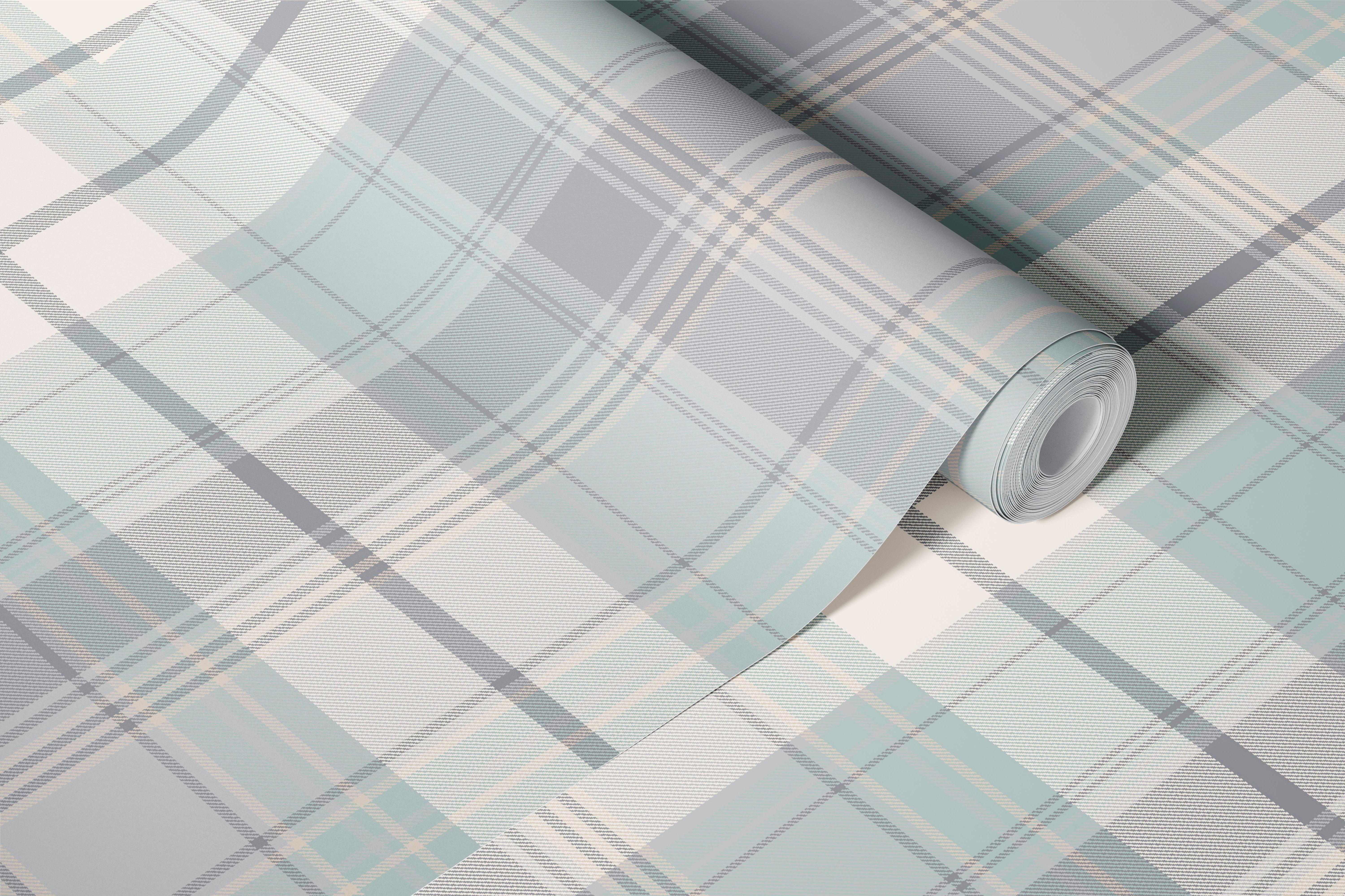 Bløde neutrale ternede tapet i et rum