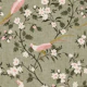 Timeless chinoiserie ornamental birds sage