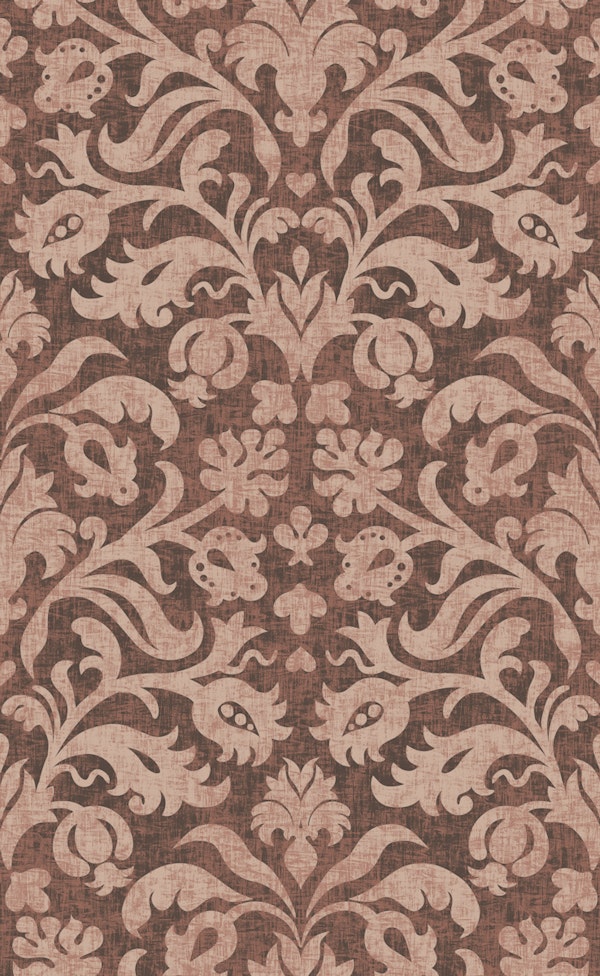 Textured classic royal damask terracotta