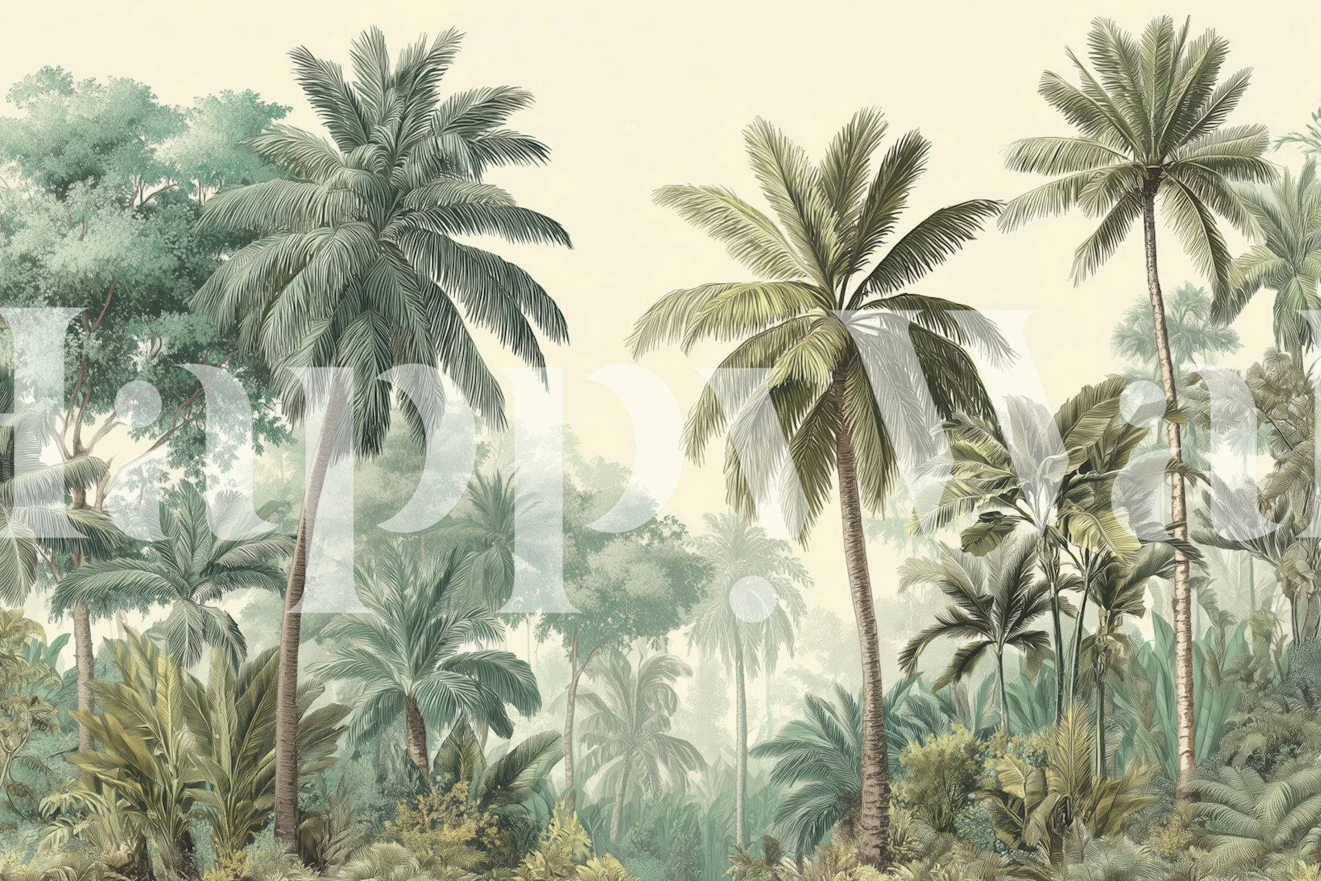 Lush Palm Oasis wallpaper design in a room