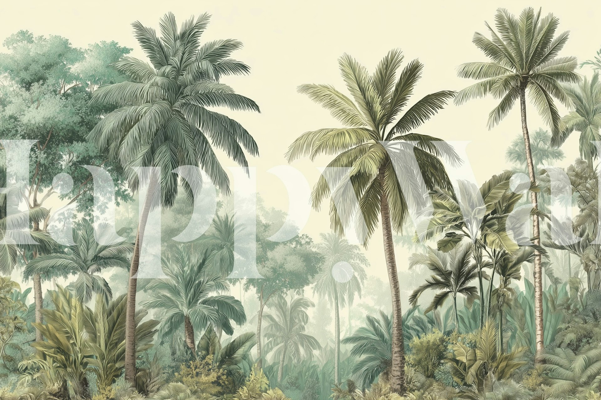 Lush Palm Oasis wallpaper design in a room