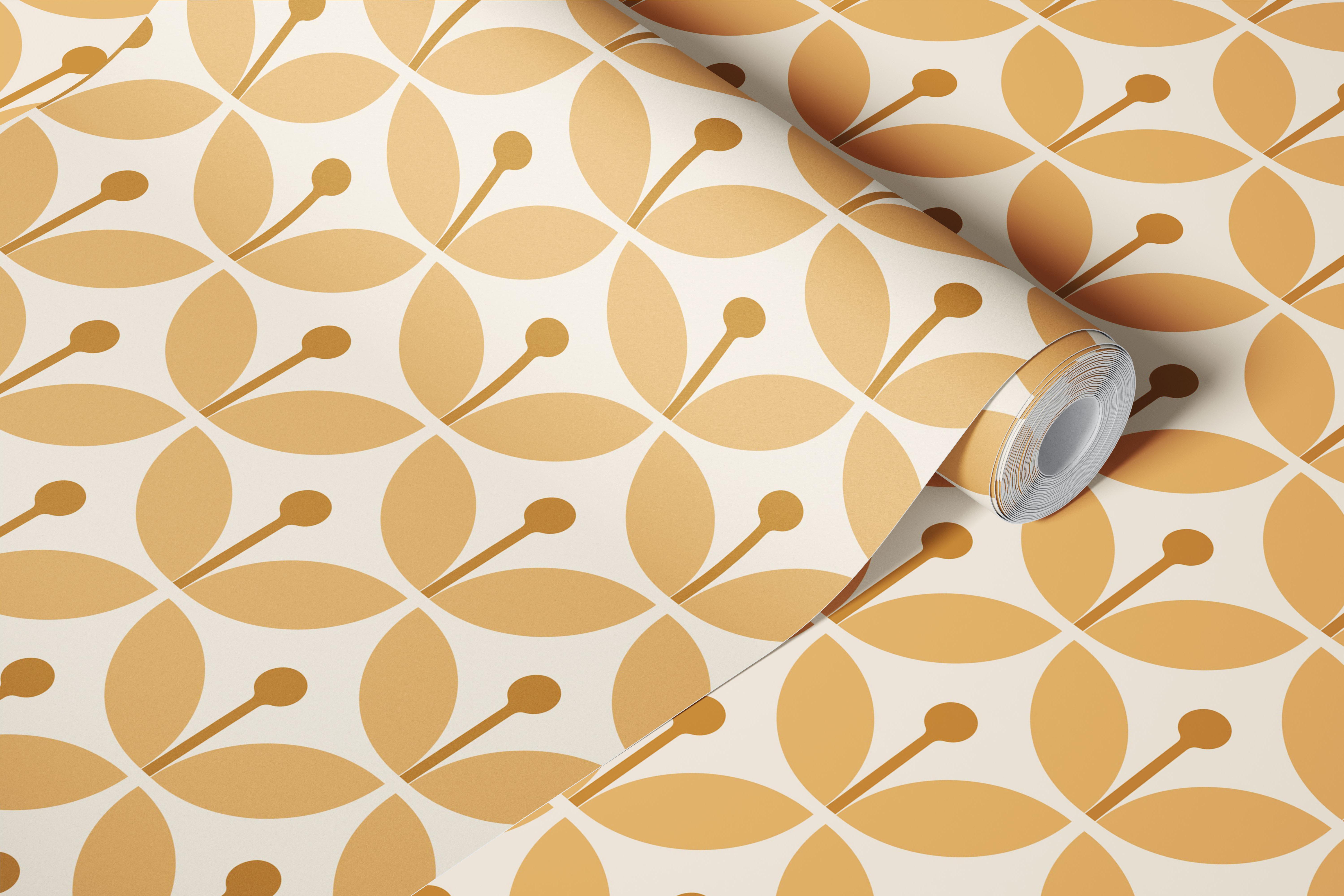 Graphic Scandi Floral Yellow wallpaper design