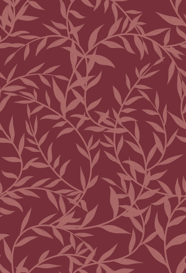 Leaf Branches in Burgundy Red