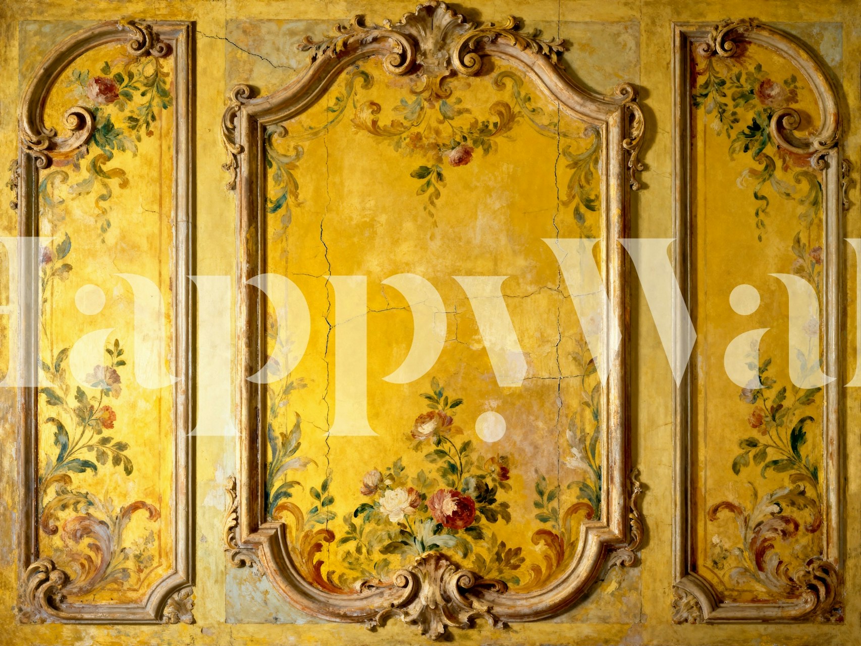 Baroque Floral Stucco Decor wallpaper in room