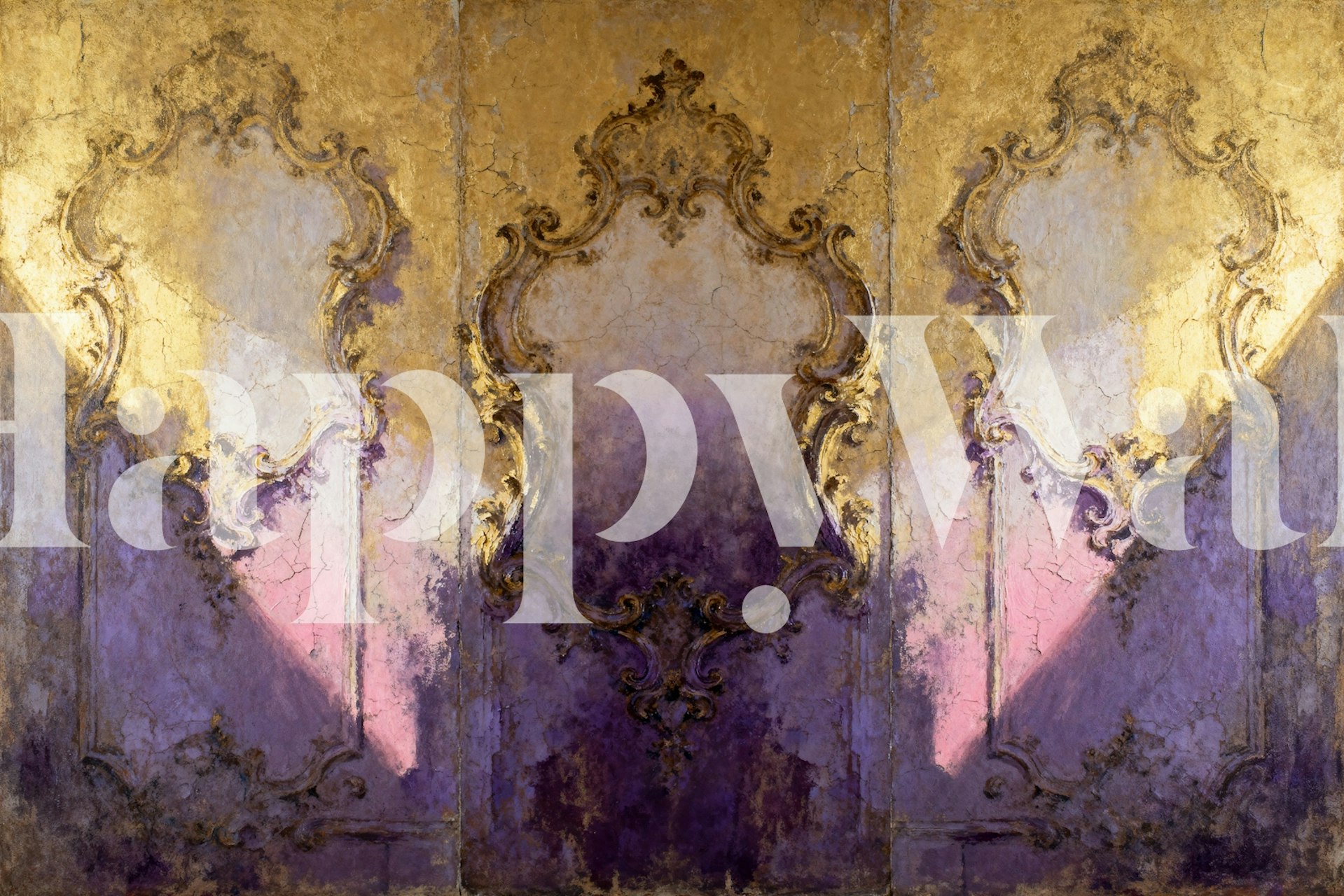 Elegant Baroque Stucco Structure tapet i et rum