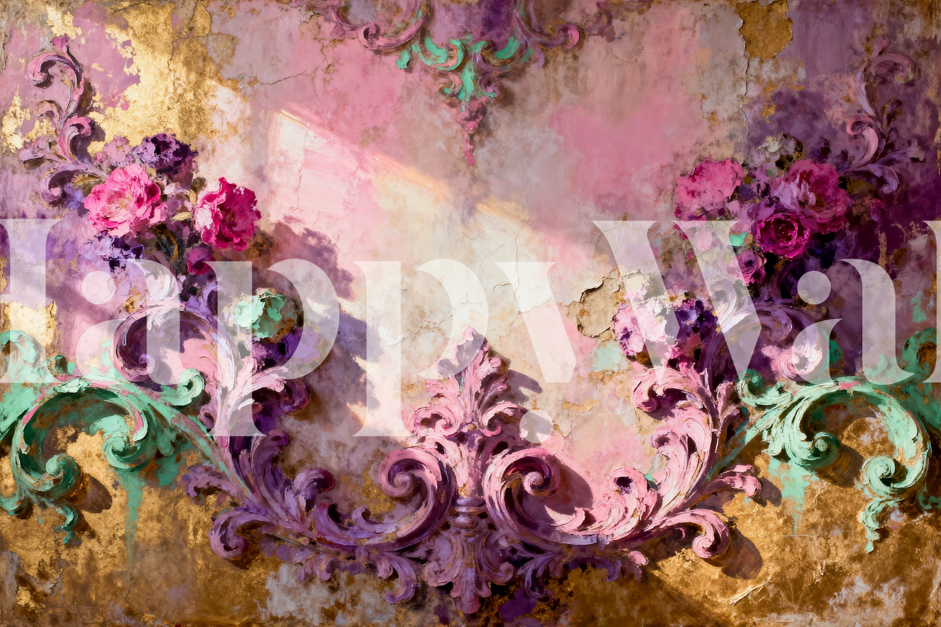 Victorian Bloom Stucco tapet i ett rum