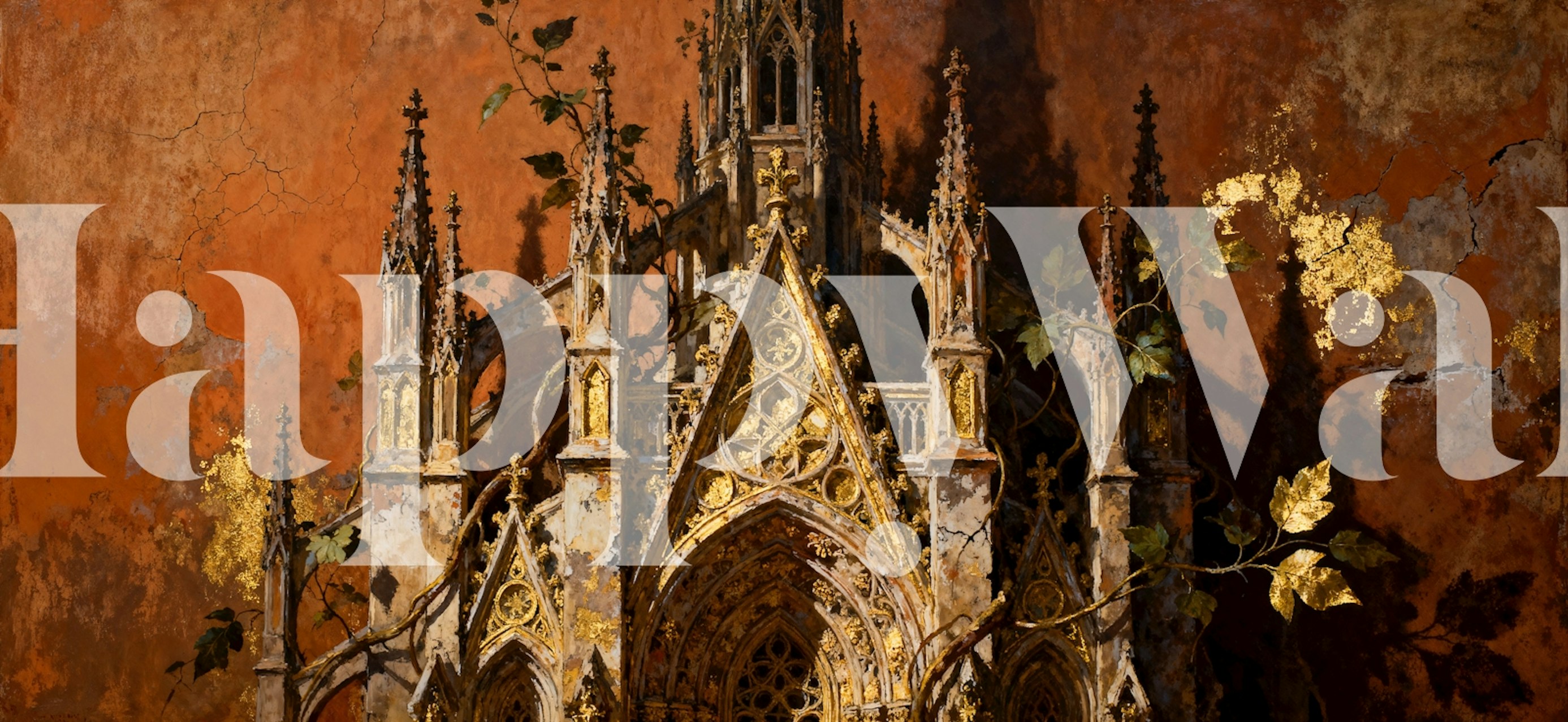 Rustic Gothic Elegance wallpaper in a room setting