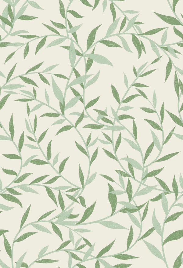 Soft Sage Green Leaf Branches on Beige