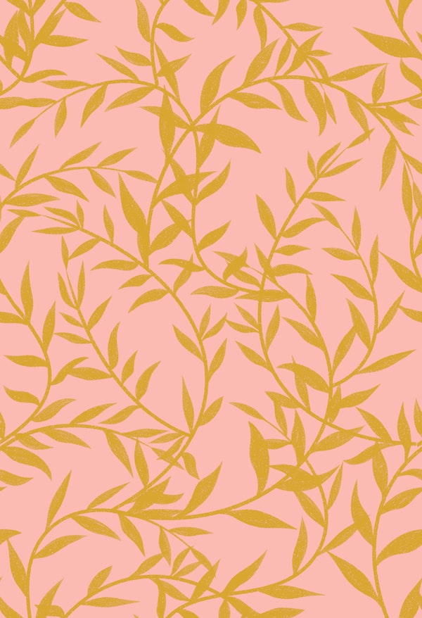 Pink and Gold Leaf Branches Climbing Leaves