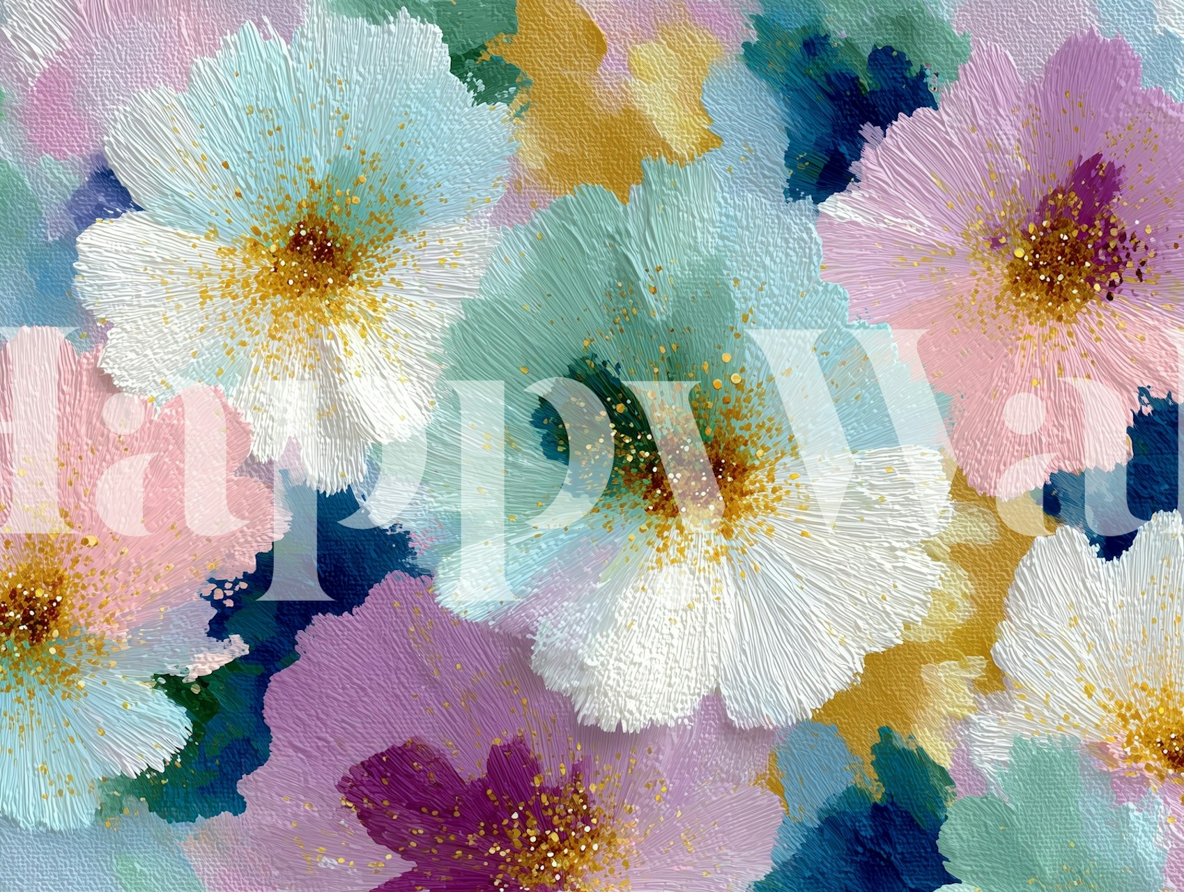 Textured Floral Canvas wallpaper design in a room