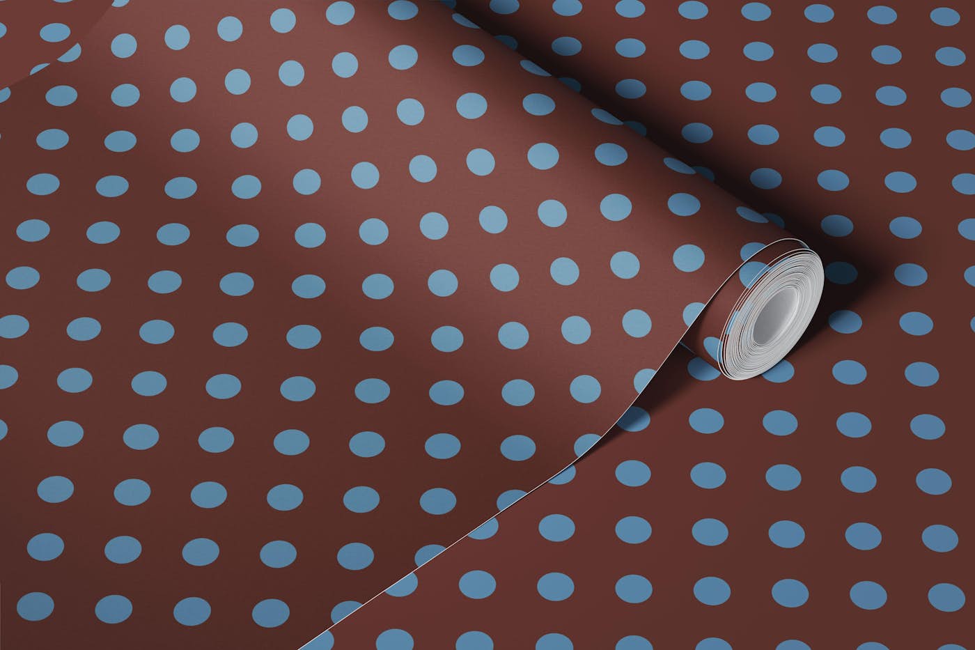 Polka Dot Brown and Blue Pattern wallpaper roll