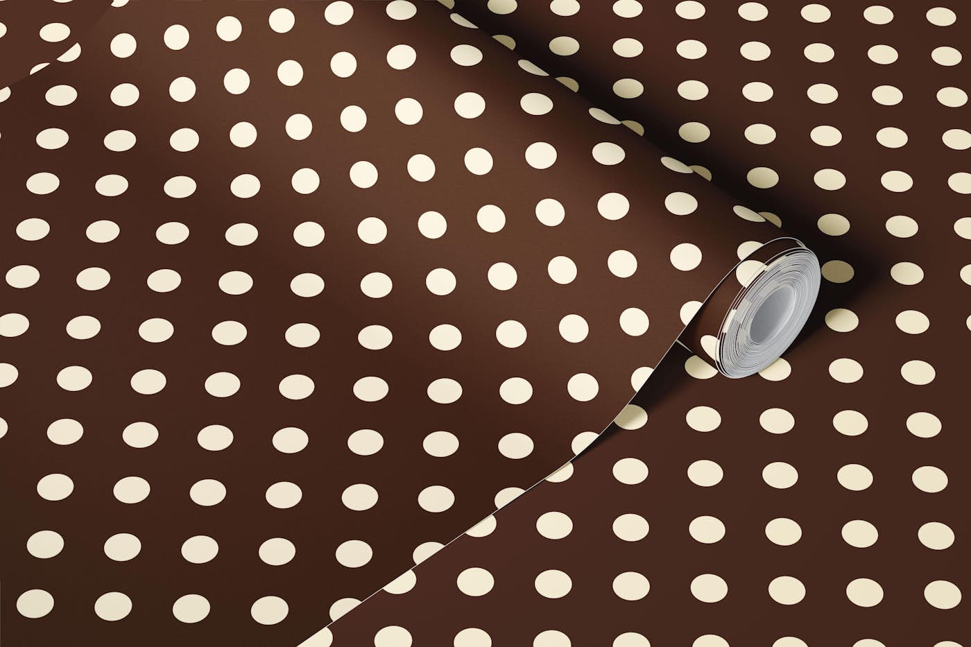Brown and Cream Polka Dot Pattern wallpaper roll