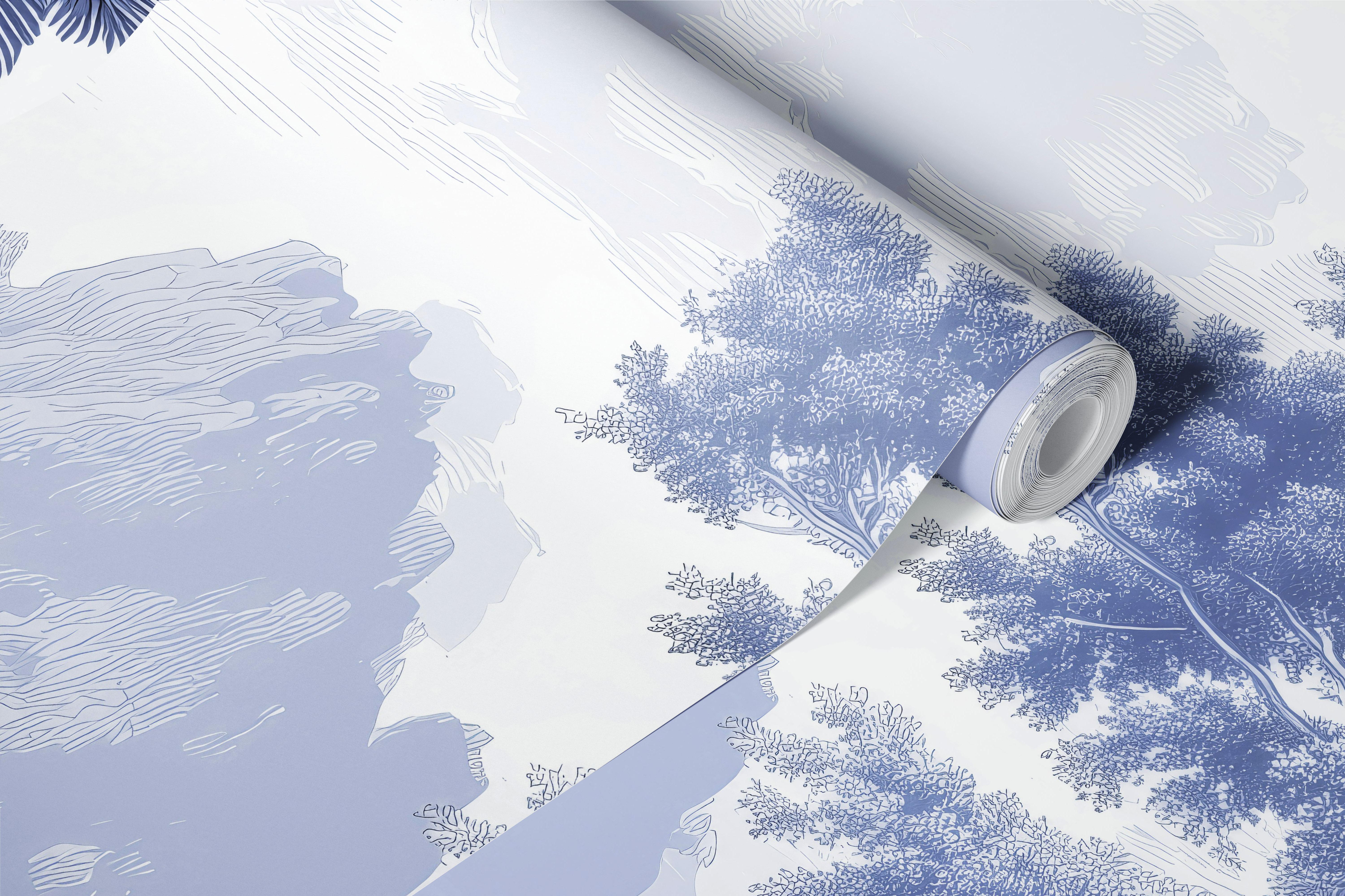 Monochrome Jungle Serenity wallpaper in a room