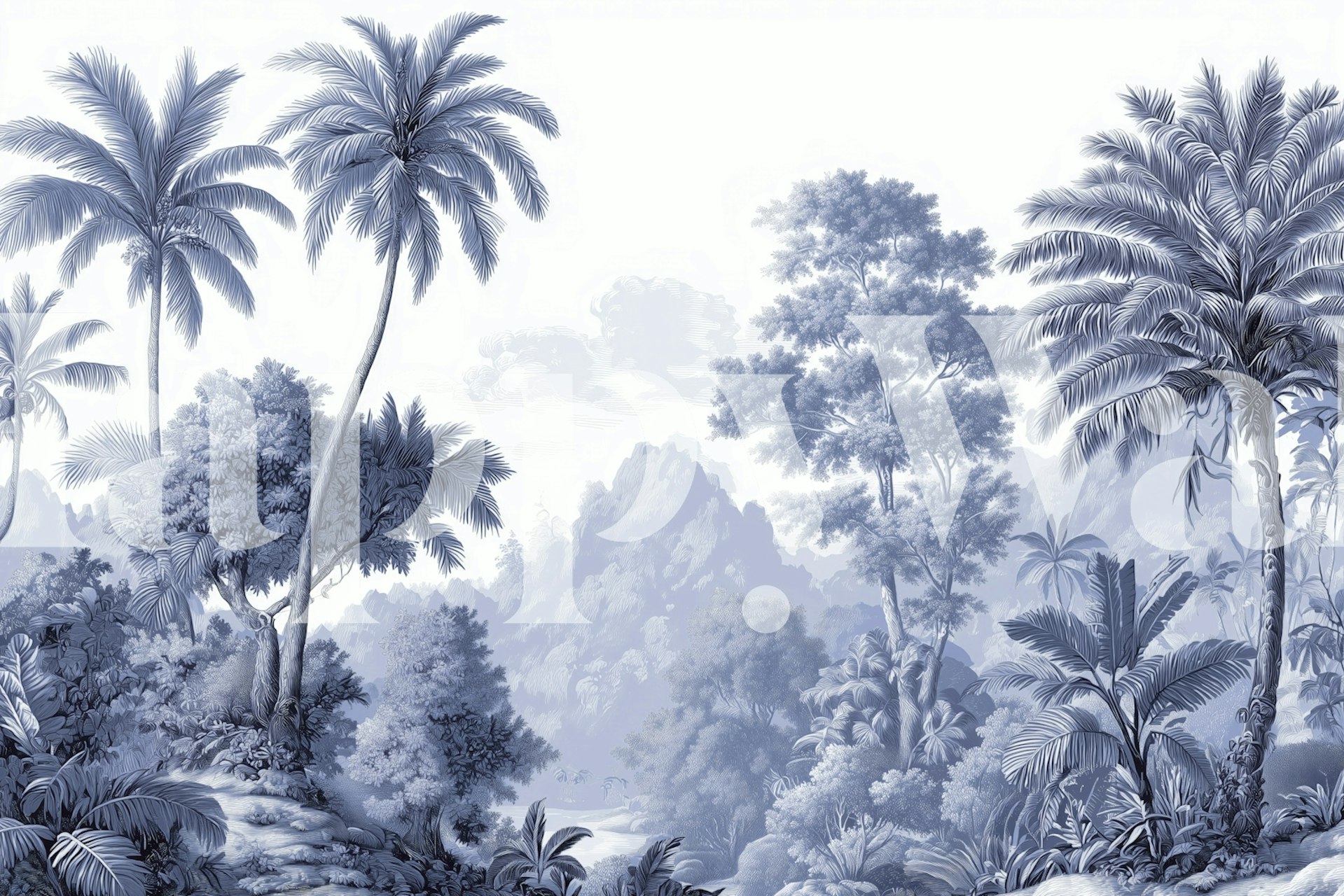 Monochrome Jungle Serenity wallpaper in a room