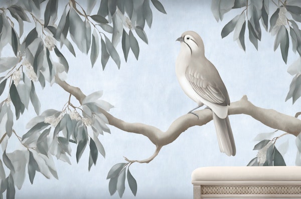 Tranquil Bird and Leaves