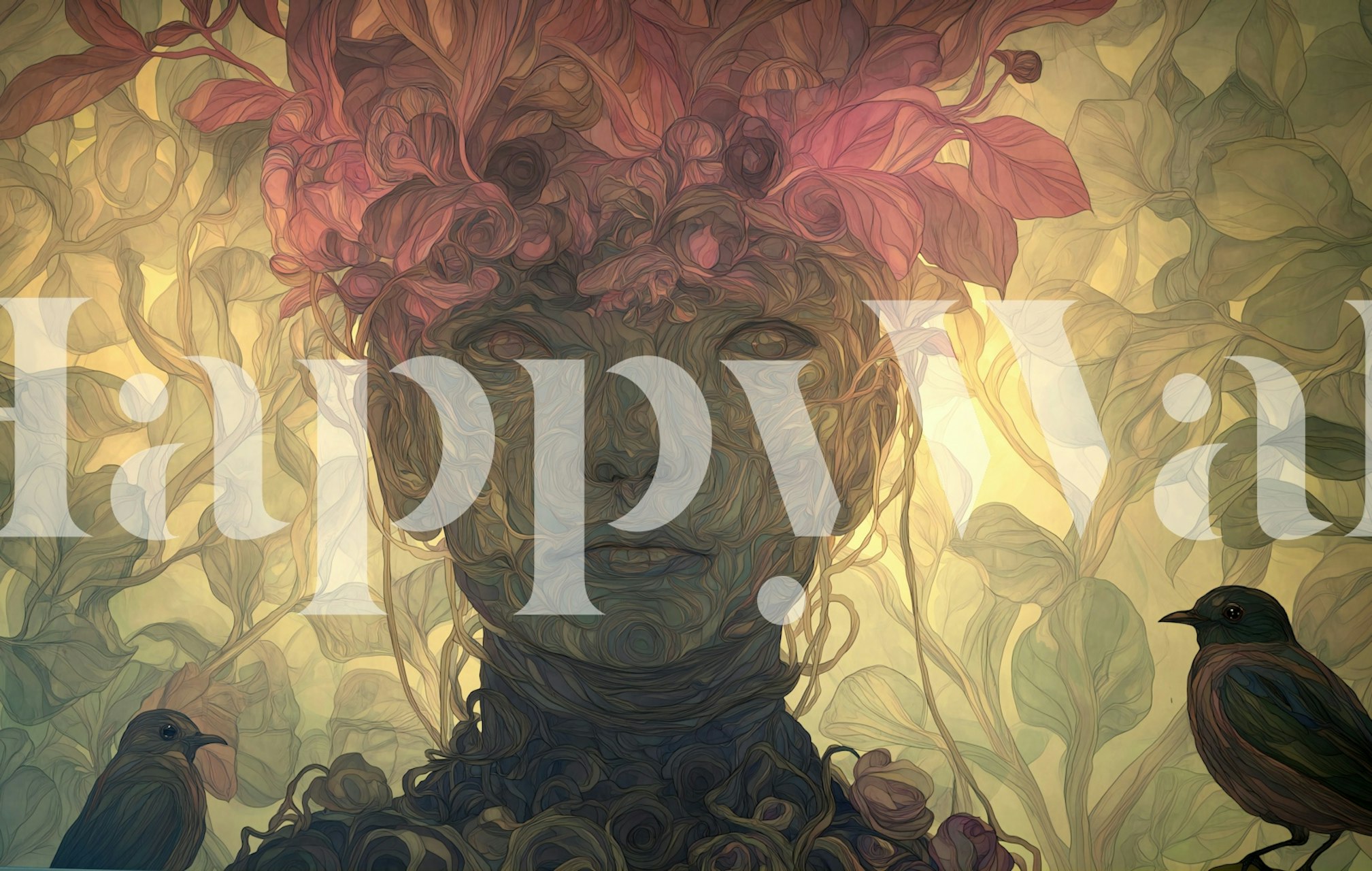 Mystical Garden Muse wallpaper in a room