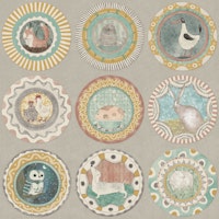 Whimsy Animal Plate Gallery Neutral wallpaper