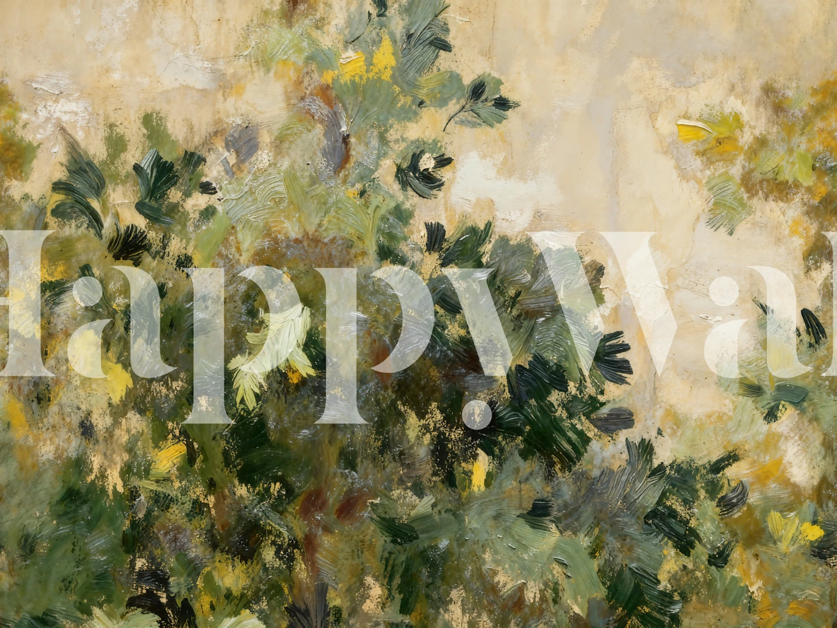 Rustic foliage forest wallpaper in a room