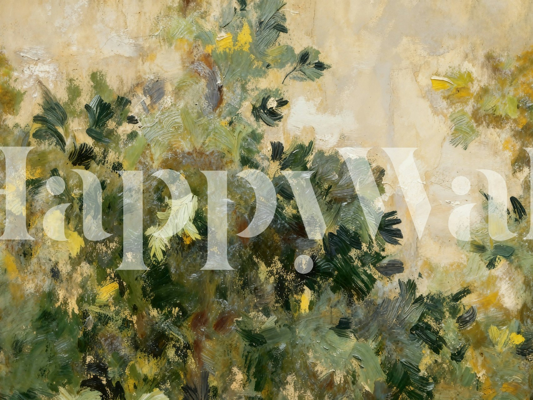 Rustic foliage forest wallpaper in a room