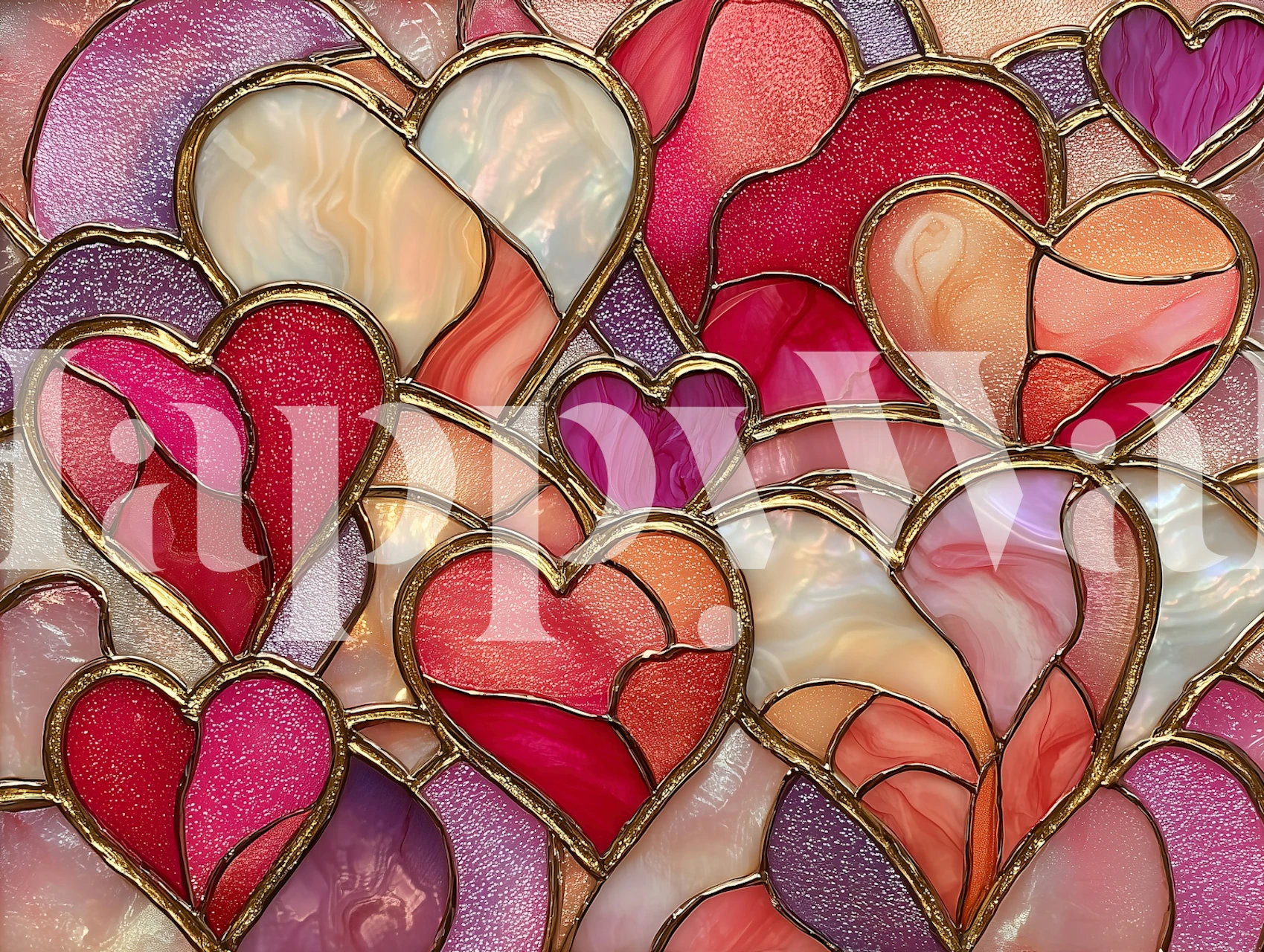 Romantic Heart Glass patroon behang
